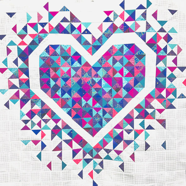 NEW 💜 MINI 💜 Exploding Heart Quilt - Teal/ Pink/ Purple