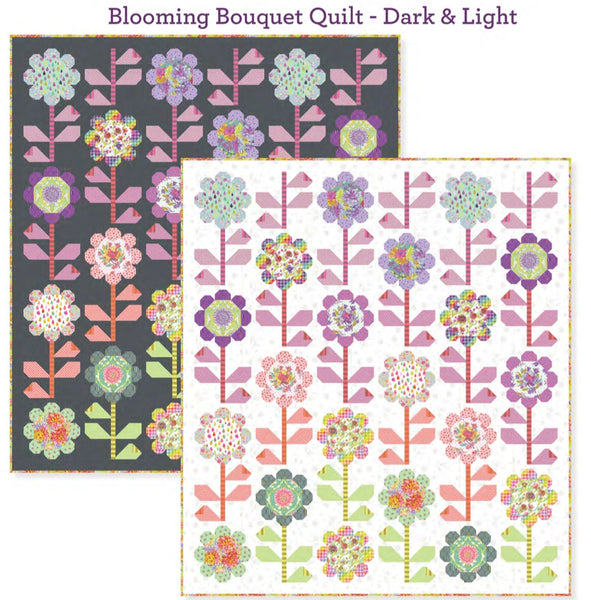 UNTAMED- Tula Pink - Blooming Bouquet Quilt KIT - 85”x90.5” - Preorder October  2024 - your CHOICE of Light or Dark background - see drop down menu