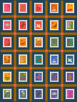 Alison Glass POSTMARK - Stamp Stripe - Warm - sold per 24” lanel