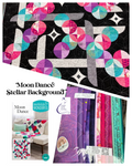 Moon Dance Quilt Kit -  Teal/purple/magenta with Black KONA solid background - SALE only one left - comes with RULER too