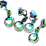 NEW - Just Arrived - KATZ Bag Bling - #5 Rainbow - Zipper Pulls - Sparkle Butterfly Ring - pack of 4 zipper pulls