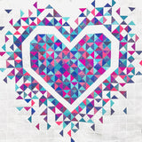 Exploding Heart Quilt - Teal/ Pink/ Purple with Tula Pink Fairy Flakes Paper Background