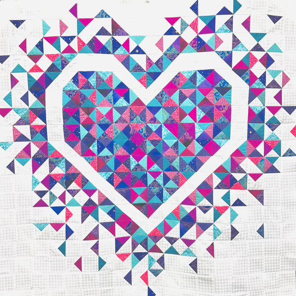MINI Exploding Heart Quilt - Teal/ Pink/ Purple