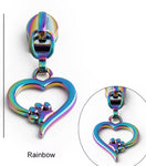NEW - Just Arrived - KATZ Bag Bling - #5 Rainbow -  Pawprints on my Heart   - Zipper Pulls