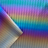 “Braided” Iridescent Rainbow Faux Leather/Vinyl - sold by half yard  18”x58”