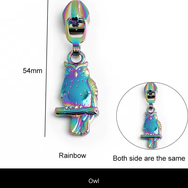 NEW - Just Arrived - KATZ Bag Bling - #5 Rainbow - OWL   - Zipper Pulls