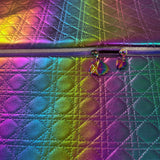 “Quilted” Iridescent Rainbow Faux Leather/Vinyl - sold by half yard 18”x58”