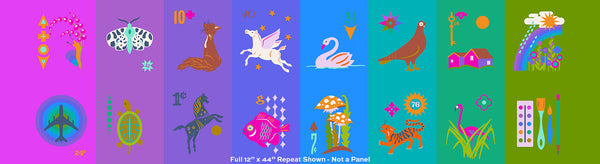 Alison Glass POSTMARK - Cool - sold per 24"  panel - 2 repeats as shown per panel
