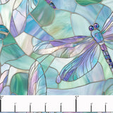 Stained Glass Dragonflies  - My Fabric Dresser - Cotton Canvas 56” wide
