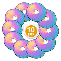 Just Arrived - KATZ Bag Bling - Rainbow 45 mm Rotary Cutting Blades - Titanium Coated Steel - 10 pc