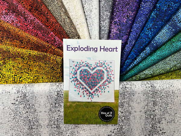 Exploding Heart Quilt KIT -   Eye Candy Quilts with GEMMA And  GEMMA Howlite/Silver Background