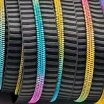 NEW - Just Arrived -  KATZ Bag Bling - Charcoal Stripe /Rainbow #5 Zipper Tape - 3 m -