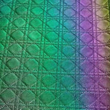 “Quilted” Iridescent Rainbow Faux Leather/Vinyl - sold by half yard 18”x58”