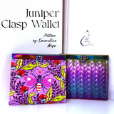 Juniper Clasp Wallet - Rainbow “Braided” Vinyl / Libs Elliott lining with Rainbow hardware   - WITH pattern