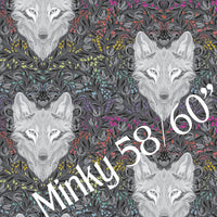 Tula Pink Graywork MINKY - Wolf of Pink Street Carbon - preorder November 2025