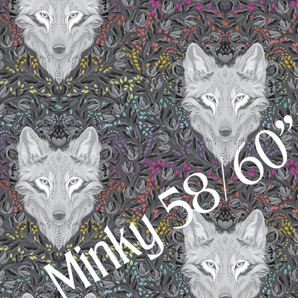 Tula Pink Graywork MINKY - Wolf of Pink Street Carbon - preorder November 2025