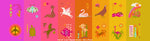 Alison Glass POSTMARK - Stamp Stripe - Warm - sold per 24"  panel - 2 repeats as shown