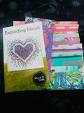 NEW 💜Exploding Heart Quilt KIT -  Tula Pink NEON on Black Fairy Flakes INK Background
