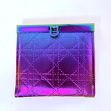 Juniper Clasp Wallet - Rainbow “Quilted” Vinyl with fabric lining & Rainbow hardware   - WITH pattern