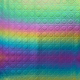 “Quilted” Iridescent Rainbow Faux Leather/Vinyl - sold by half yard 18”x58”