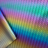 “Braided” Iridescent Rainbow Faux Leather/Vinyl - sold by half yard  18”x58”