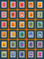 Alison Glass POSTMARK - Cool - sold per 24"  panel - 2 repeats as shown per panel