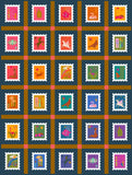 Alison Glass POSTMARK - Stamp Stripe - Warm - sold per 24"  panel - 2 repeats as shown
