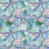 Stained Glass Dragonflies  - My Fabric Dresser - Cotton Canvas 56” wide