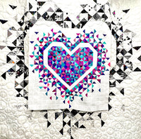 NEW 💜 MINI 💜 Exploding Heart Quilt - Teal/ Pink/ Purple & BONUS Sticker