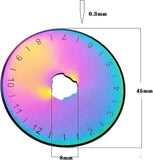 Just Arrived - KATZ Bag Bling - Rainbow 45 mm Rotary Cutting Blades - Titanium Coated Steel - 5 pc