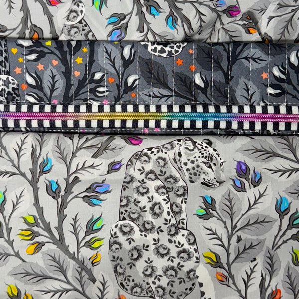 Quilted Pouch KIT - pattern by UhOh Creations - Graywork by Tula Pink - LEOPARD Light