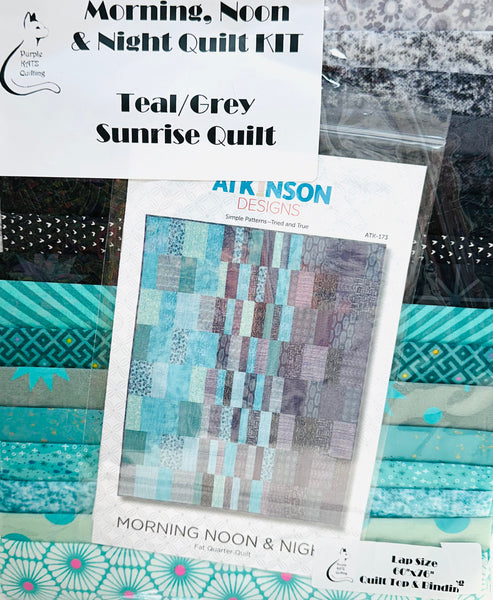 Morning, Noon & Night - Teal/Grey Sunrise Quilt Kit - Version 2