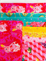 Pepperland Quilt Kit - Besties - Pink - with Fairy Dust White as the background AND BONUS backing 70”x108”