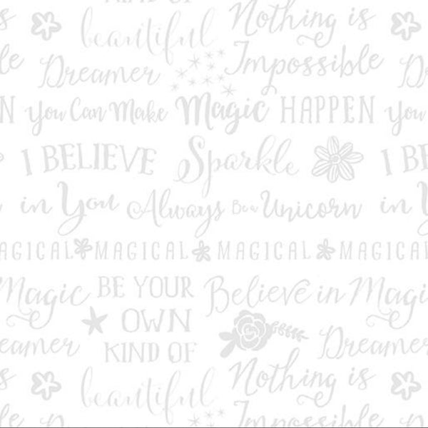 Dreamer - Pearl White on White - Words - Benartex