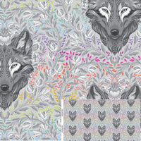 Tula Pink Graywork - Wolf of Pink Street Fog - preorder October 2025