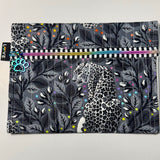 Quilted Pouch KIT - pattern by UhOh Creations - Graywork by Tula Pink - LEOPARD Dark