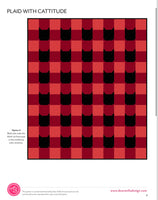 Pammie Jane - PLAID with CATitude Quilt - Burgundy - 66”x78”