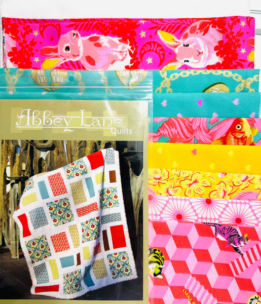 Pepperland Quilt Kit - Besties - Pink - with Fairy Dust White as the background AND BONUS backing 70”x108”