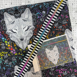 Quilted Pouch KIT - pattern by UhOh Creations - Graywork by Tula Pink - WOLF Dark