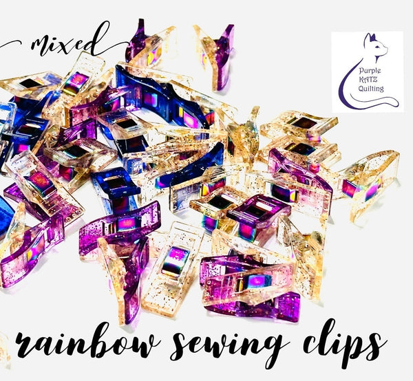 Rainbow Glitter Sewing Clips - Sample Pack 10 pc