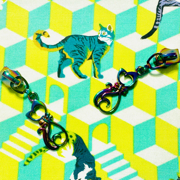 KATZ Bag Bling - #5 Rainbow -  Pretty KITTY - Zipper Pulls (5 pc)