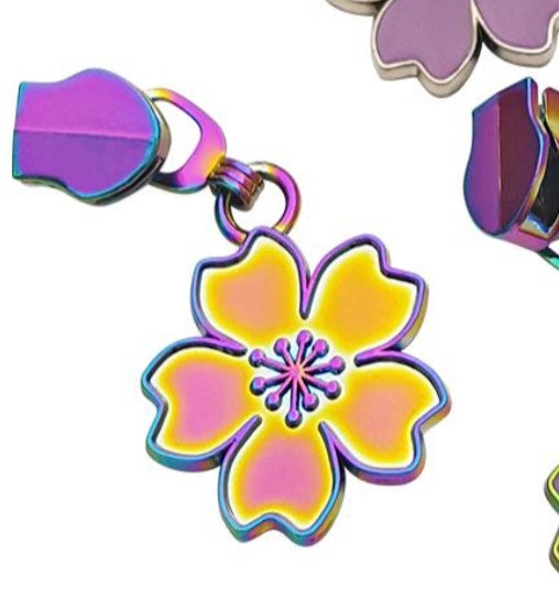 NEW - Just Arrived - KATZ Bag Bling - #5 Rainbow - Flower Power   - Zipper Pulls - 4 pc package