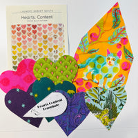 Hearts, Content - paper printed pattern - with BONUS ACRYLIC template