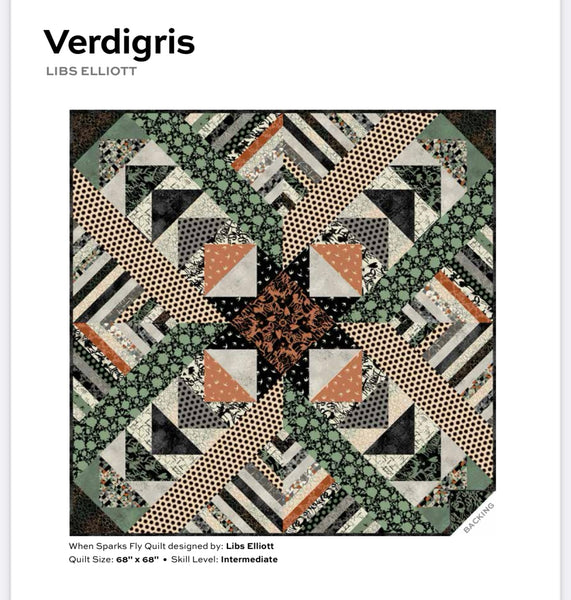Libs Elliott - Verdigris - When Sparks FLY fabric kit  68”x68”