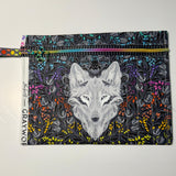 Quilted Pouch KIT - pattern by UhOh Creations - Graywork by Tula Pink - WOLF Dark