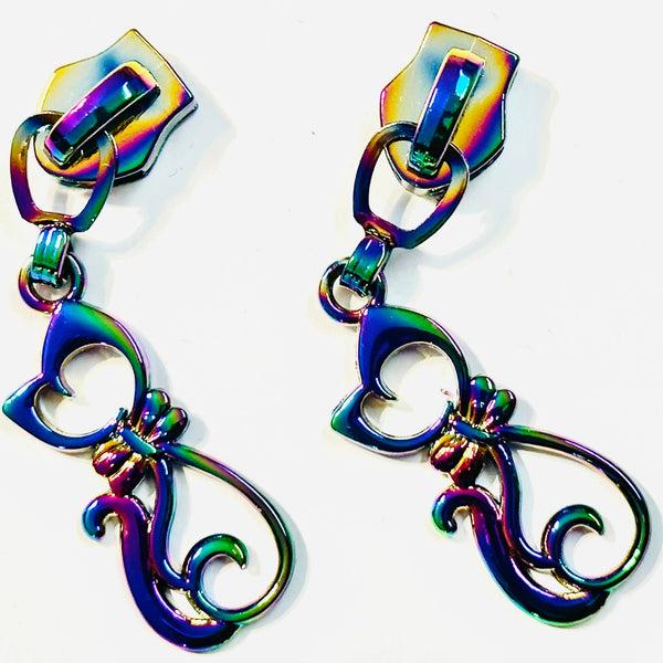 MORE Coming SOON - KATZ Bag Bling - #5 Rainbow - KITTY   - Zipper Pulls - 4 pc package