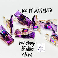NEW 💜 Rainbow Glitter Sewing Clips - Magenta- 100 pc