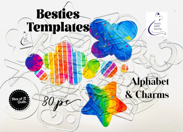 Besties Acrylic Templates- 30 pc Alphabet & Charms 💜
