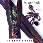 #5 RESIN ZipperTape (3m) with 6 Rainbow Pulls