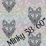 Tula Pink Graywork MINKY - Wolf of Pink Street FOG - preorder November 2025